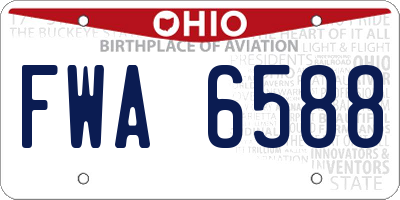 OH license plate FWA6588