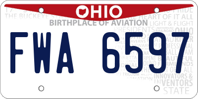 OH license plate FWA6597