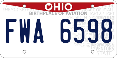 OH license plate FWA6598