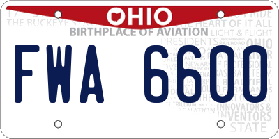 OH license plate FWA6600