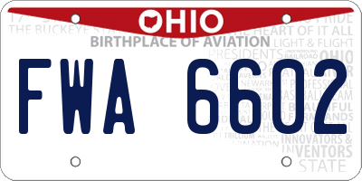 OH license plate FWA6602
