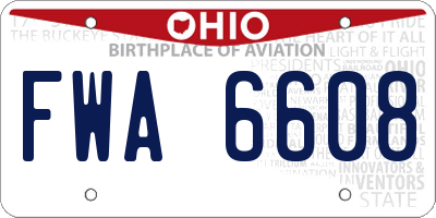 OH license plate FWA6608