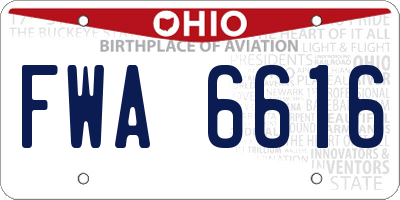 OH license plate FWA6616