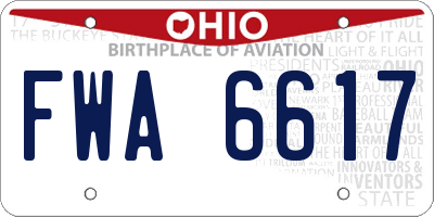 OH license plate FWA6617