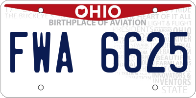 OH license plate FWA6625