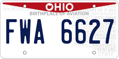 OH license plate FWA6627