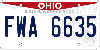 OH license plate FWA6635