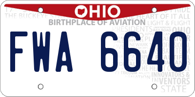 OH license plate FWA6640