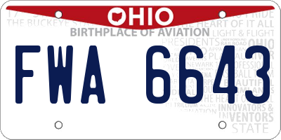 OH license plate FWA6643