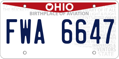 OH license plate FWA6647