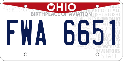 OH license plate FWA6651