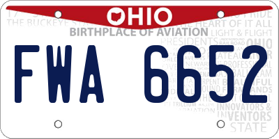 OH license plate FWA6652