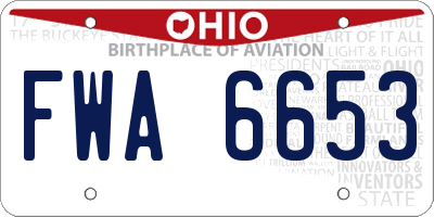 OH license plate FWA6653