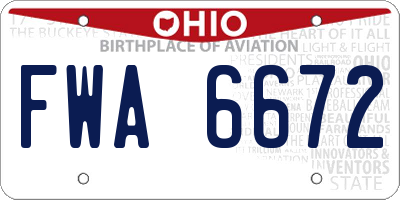 OH license plate FWA6672