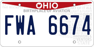 OH license plate FWA6674