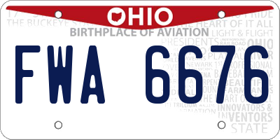 OH license plate FWA6676