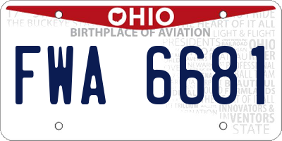 OH license plate FWA6681