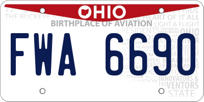 OH license plate FWA6690