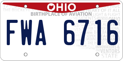 OH license plate FWA6716