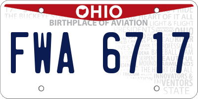 OH license plate FWA6717