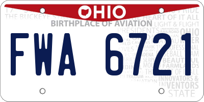 OH license plate FWA6721