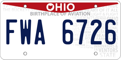 OH license plate FWA6726