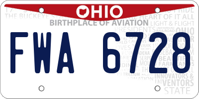 OH license plate FWA6728