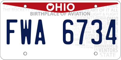 OH license plate FWA6734
