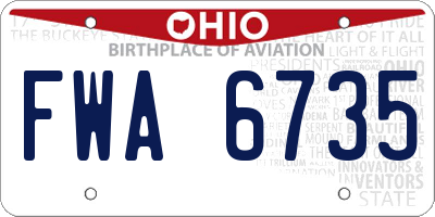 OH license plate FWA6735