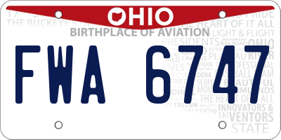 OH license plate FWA6747