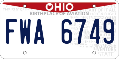 OH license plate FWA6749