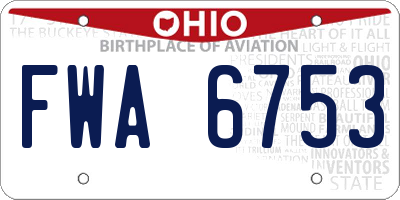 OH license plate FWA6753