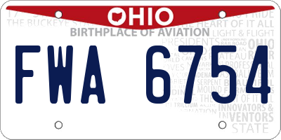 OH license plate FWA6754