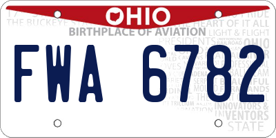 OH license plate FWA6782