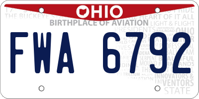 OH license plate FWA6792