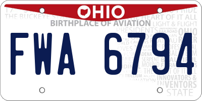 OH license plate FWA6794