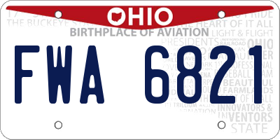 OH license plate FWA6821