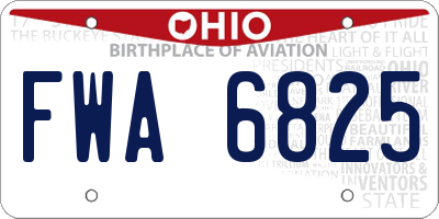 OH license plate FWA6825