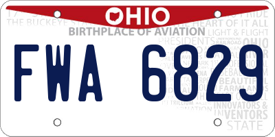 OH license plate FWA6829