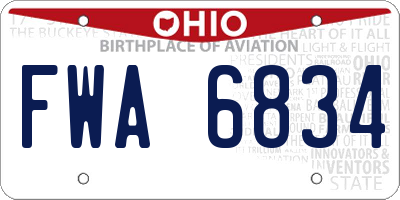 OH license plate FWA6834