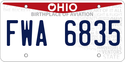 OH license plate FWA6835