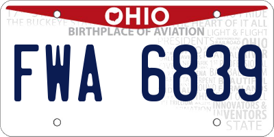 OH license plate FWA6839