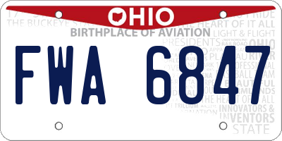 OH license plate FWA6847