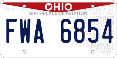 OH license plate FWA6854