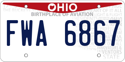 OH license plate FWA6867