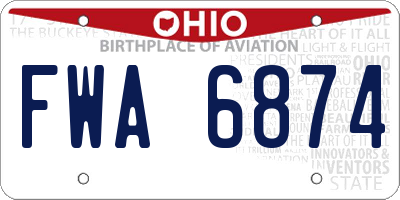 OH license plate FWA6874