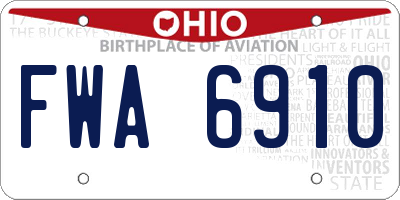 OH license plate FWA6910