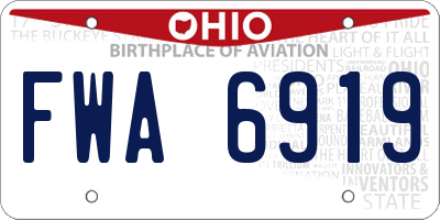 OH license plate FWA6919