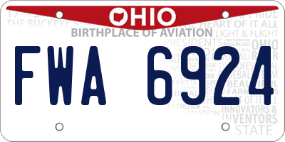 OH license plate FWA6924