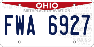 OH license plate FWA6927